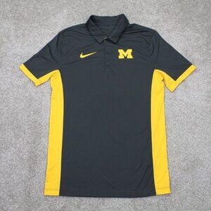 Nike Michigan Wolverines Polo Shirt Adult Small Maize/Gray Dri-Fit S/S Pullover